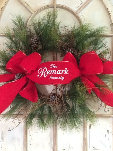 Holiday personalized wreath