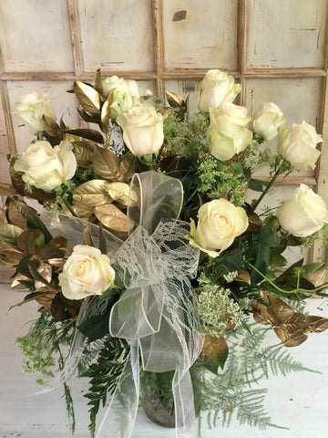 One Dozen White Roses